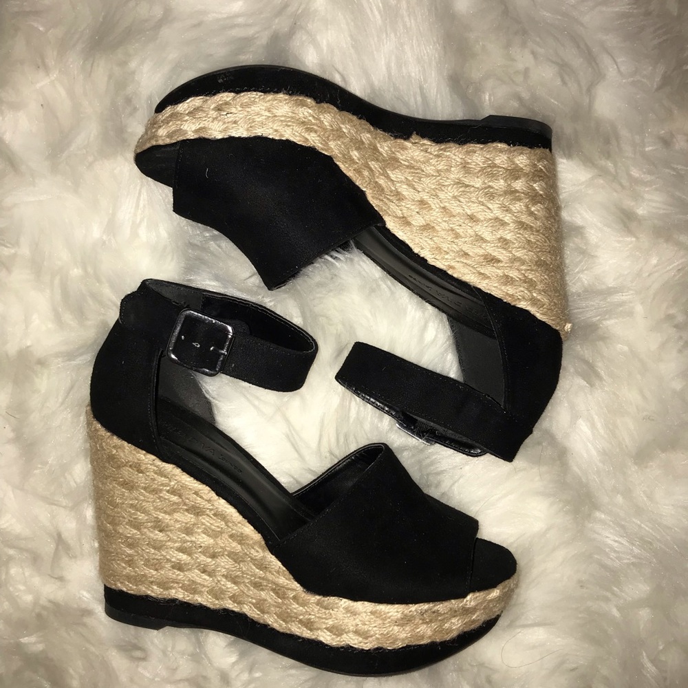 Black Wedge Sandals